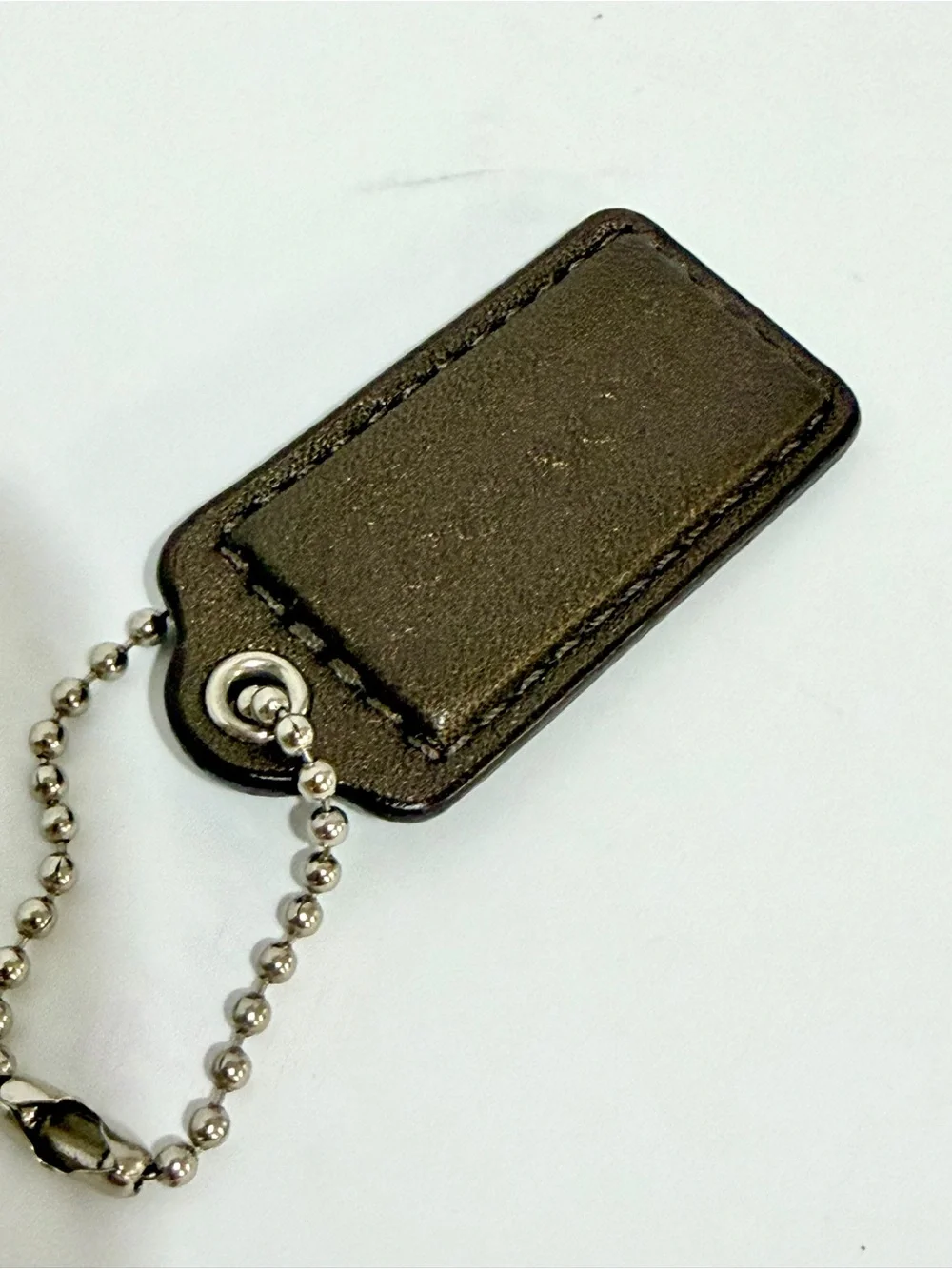 Coach Metallic Black Leather Key Charm with Silver Hardware